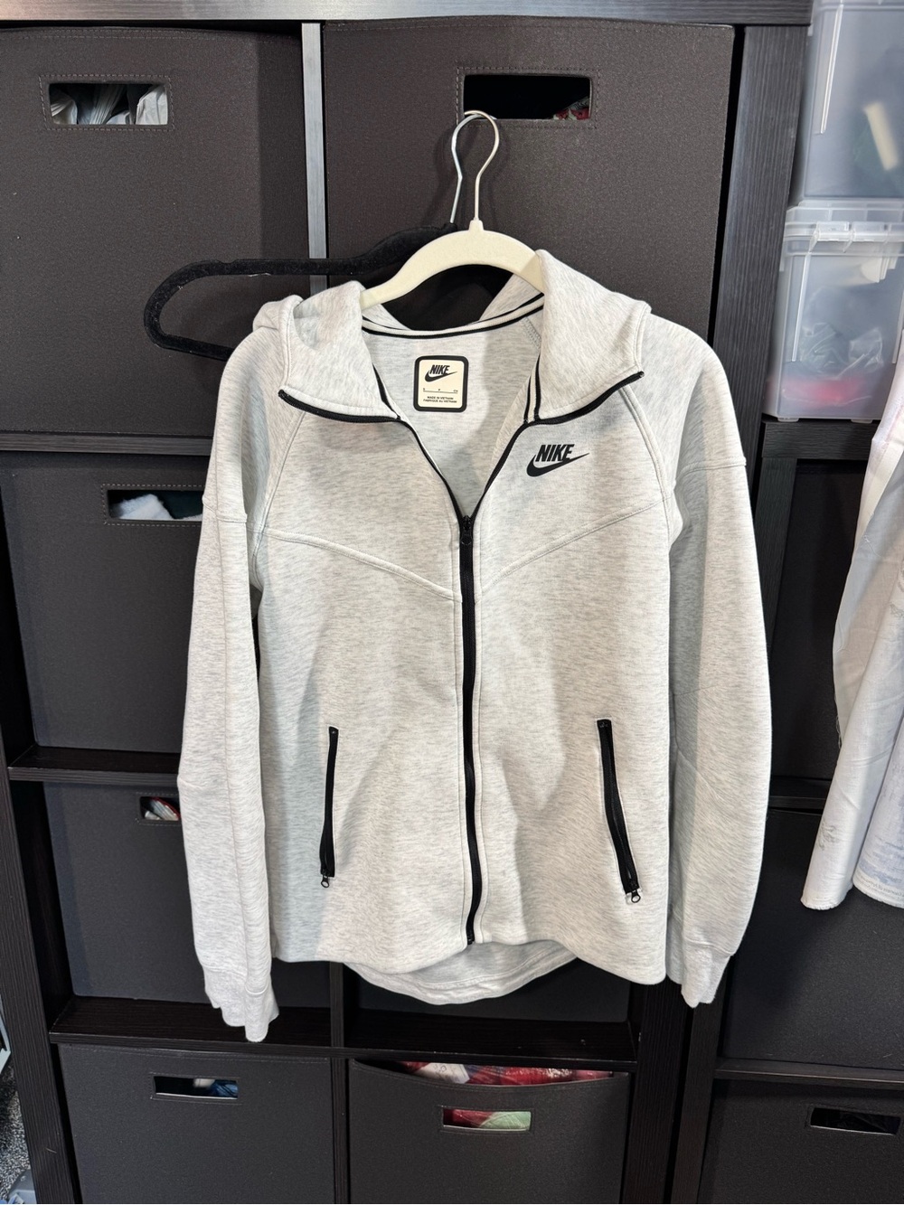 Light gray Nike tech full zip sweatshirt women's size small